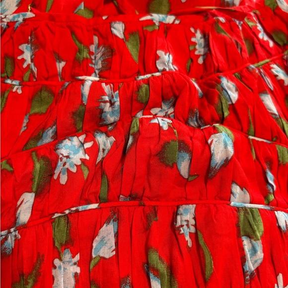 J. Crew Women’s Tiered Dress in Brushed Daisy Print Red Size L NWT - Picture 6 of 8